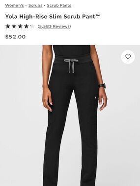TWO FIGS NWT- Yola Slim Scrub Pant - Black Large